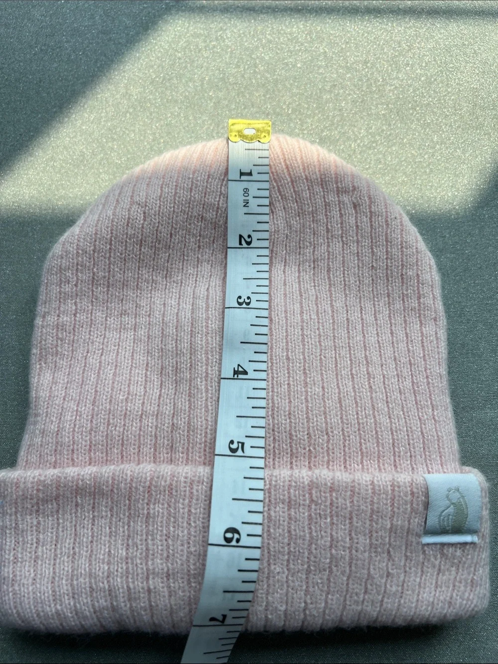 Baby Pink Ribbed Knit Beanie Hat